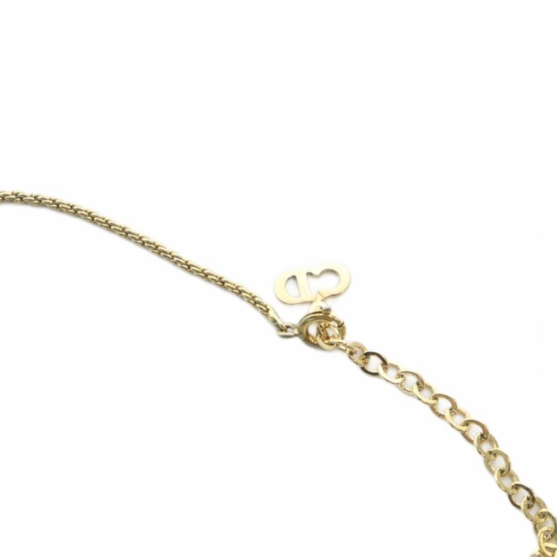 Christian Dior Necklace Accessories Pendant Logo Rhinestone Gold Color - Gy18