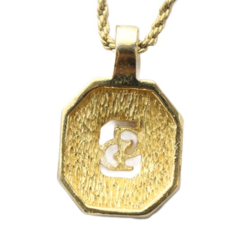 Christian Dior Necklace Accessories Pendant Logo Rhinestone Gold Color - Gy18