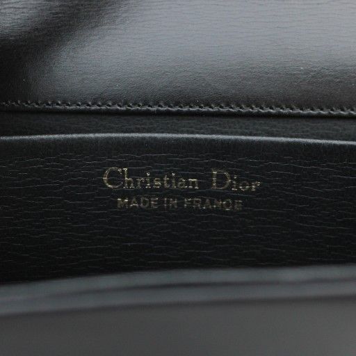 Christian Dior Vintage Chain Shoulder Bag Leather CD Logo Gold Hardware Black