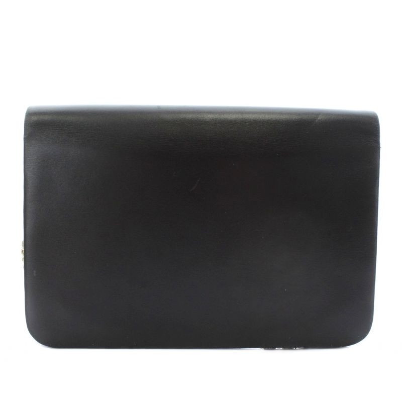 Christian Dior Vintage Chain Shoulder Bag Leather CD Logo Gold Hardware Black