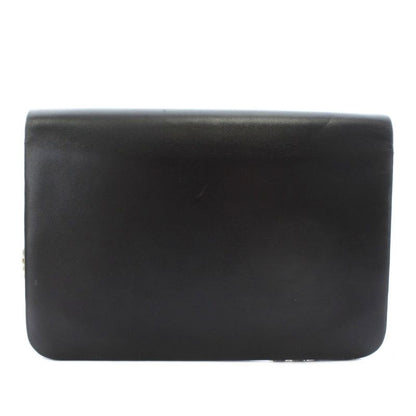 Christian Dior Vintage Chain Shoulder Bag Leather CD Logo Gold Hardware Black