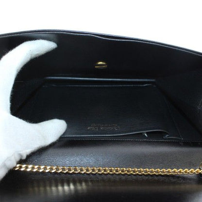 Christian Dior Vintage Chain Shoulder Bag Leather CD Logo Gold Hardware Black