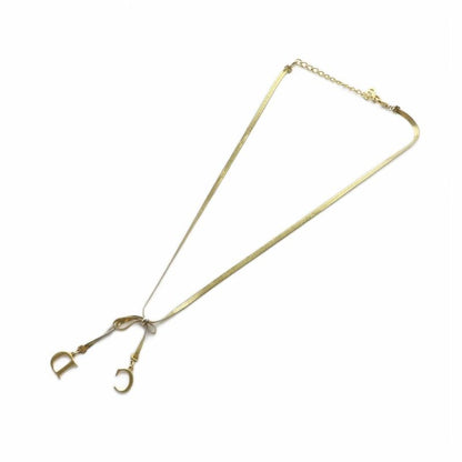 Christian Dior Necklace Accessories Pendant Logo Ribbon Gold Color - Gy18 Mq