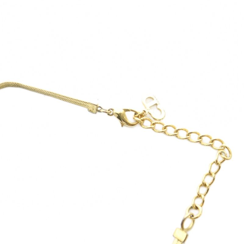 Christian Dior Necklace Accessories Pendant Logo Ribbon Gold Color - Gy18 Mq