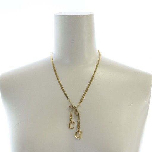 Christian Dior Necklace Accessories Pendant Logo Ribbon Gold Color - Gy18 Mq