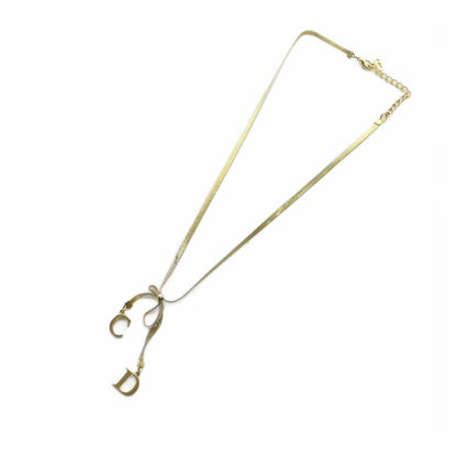 Christian Dior Necklace Accessories Pendant Logo Ribbon Gold Color - Gy18 Mq