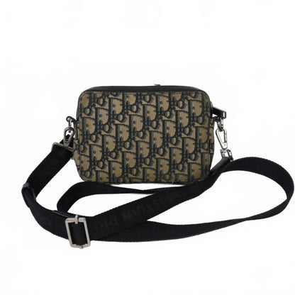 Christian Dior Oblique Jacquard Shoulder Bag Zip Pouch Beige Black 20bbc119yse_h