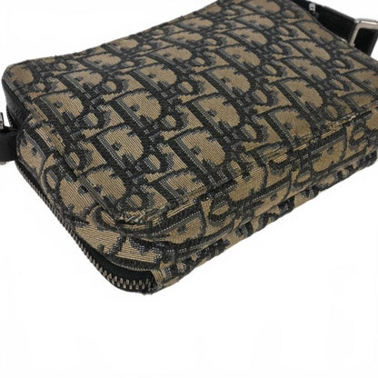 Christian Dior Oblique Jacquard Shoulder Bag Zip Pouch Beige Black 20bbc119yse_h