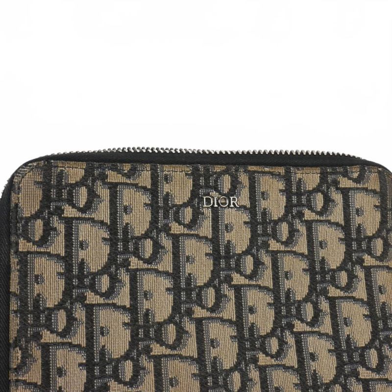 Christian Dior Oblique Jacquard Shoulder Bag Zip Pouch Beige Black 20bbc119yse_h