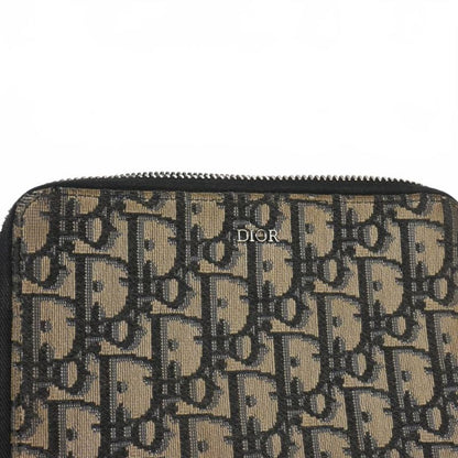 Christian Dior Oblique Jacquard Shoulder Bag Zip Pouch Beige Black 20bbc119yse_h