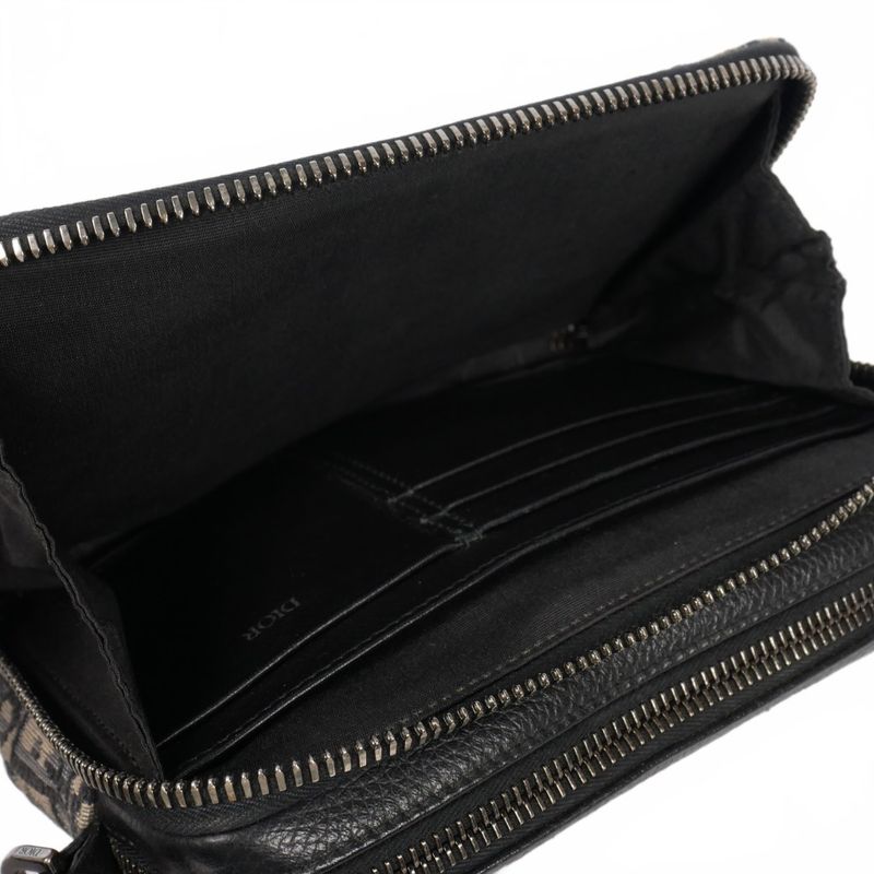 Christian Dior Oblique Jacquard Shoulder Bag Zip Pouch Beige Black 20bbc119yse_h