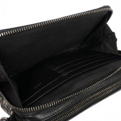 Christian Dior Oblique Jacquard Shoulder Bag Zip Pouch Beige Black 20bbc119yse_h