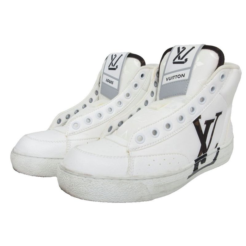 Louis Vuitton Charlie Line Leather X Monogram Sneakers High Cut LV Logo 34