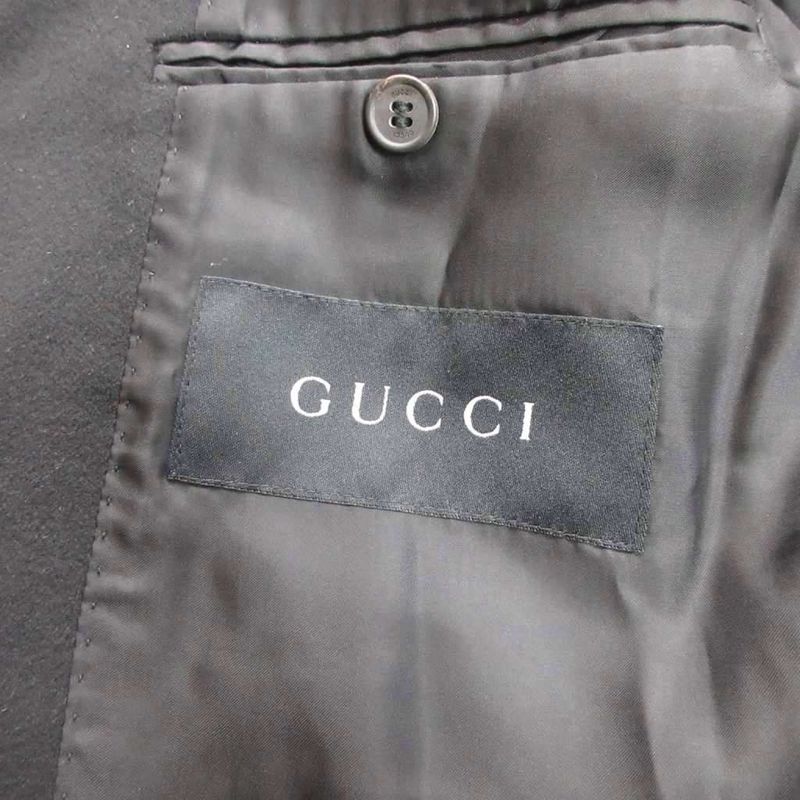 Gucci Wool Melton Stand Collar Coat 46 Black - Mnk3