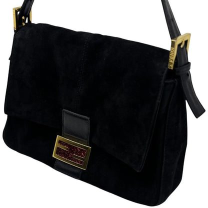 Fendi Vintage Red Glitter Finish Suede Mamma Baguette Vintage Red Glitter
