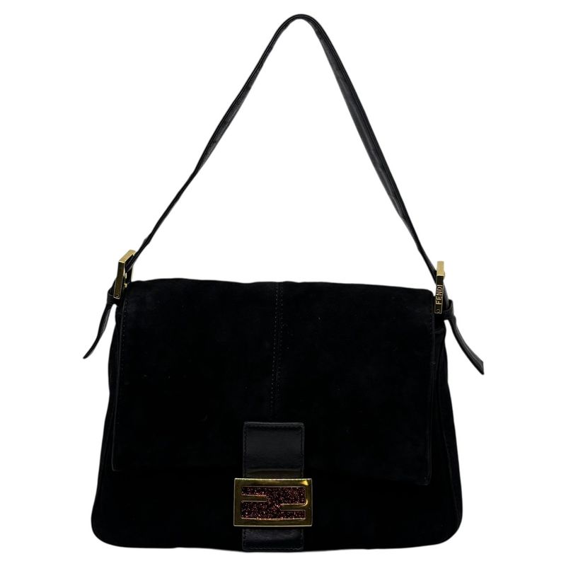 Fendi Vintage Red Glitter Finish Suede Mamma Baguette Vintage Red Glitter