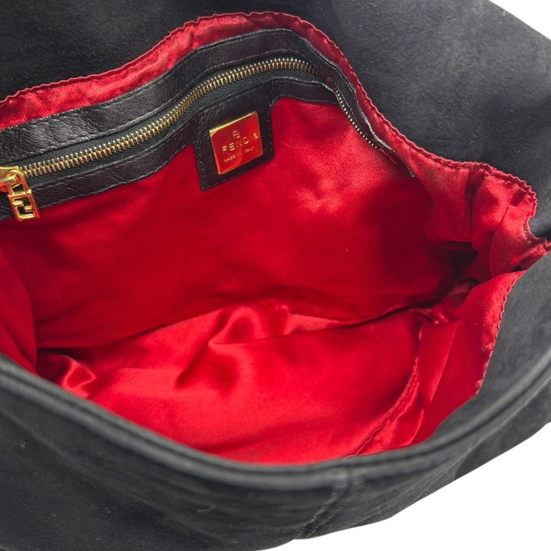 Fendi Vintage Red Glitter Finish Suede Mamma Baguette Vintage Red Glitter