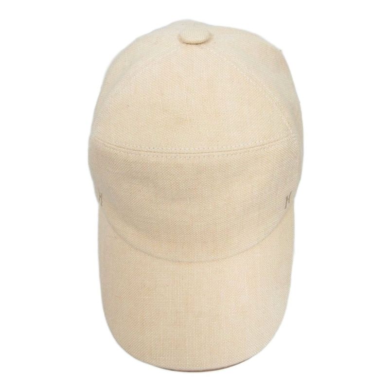 Hermes Linen Canvas Cap Leather Piping Hat H Logo Embroidery 57 Beige Ibo86