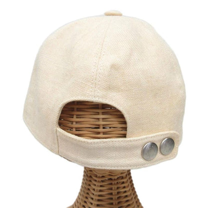 Hermes Linen Canvas Cap Leather Piping Hat H Logo Embroidery 57 Beige Ibo86