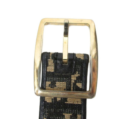 Christian Dior Trotter Belt Total Jacquard Canvas and Leather Black Beige Ibo86