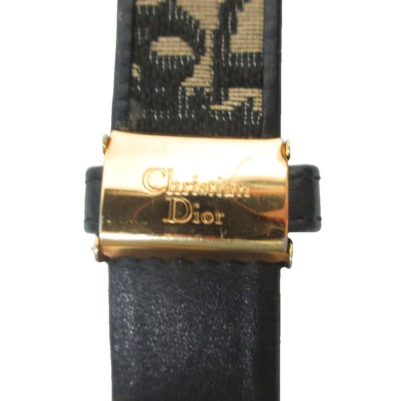 Christian Dior Trotter Belt Total Jacquard Canvas and Leather Black Beige Ibo86