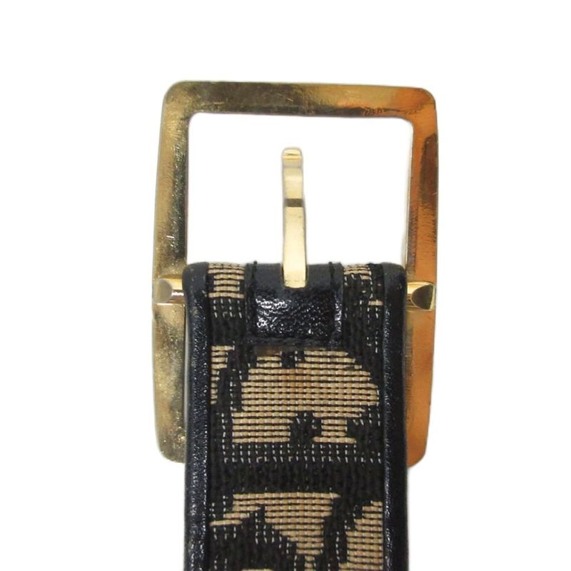 Christian Dior Trotter Belt Total Jacquard Canvas and Leather Black Beige Ibo86
