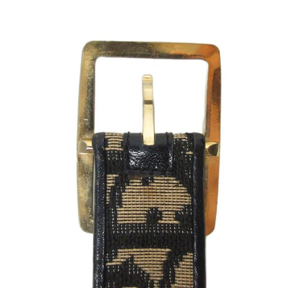 Christian Dior Trotter Belt Total Jacquard Canvas and Leather Black Beige Ibo86