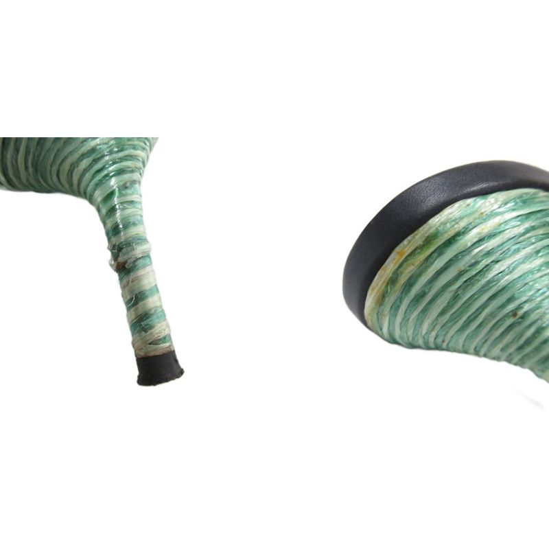 Bottega Veneta Heels Leather Sandals Mules Straw Raffia 37.5 Black Green Ibo86