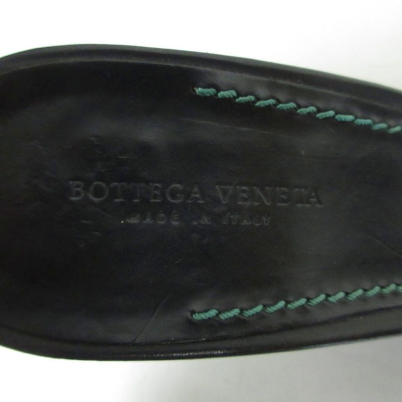 Bottega Veneta Heels Leather Sandals Mules Straw Raffia 37.5 Black Green Ibo86