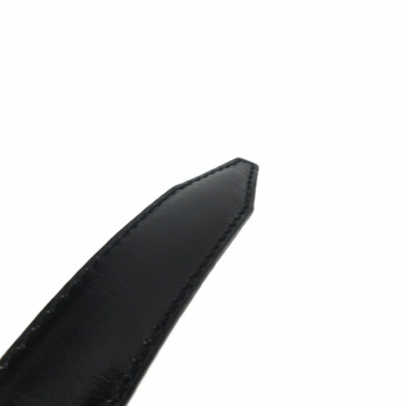 Gucci Interlocking G Narrow Belt Leather G Buckle Silver Hardware Black 036