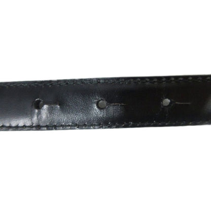 Gucci Interlocking G Narrow Belt Leather G Buckle Silver Hardware Black 036