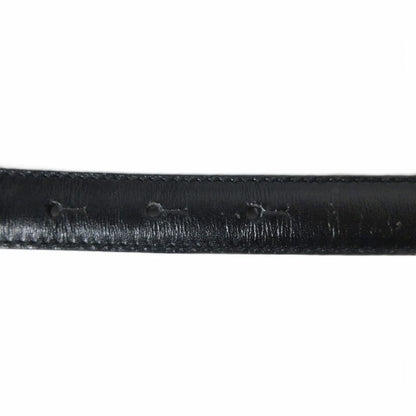 Gucci Interlocking G Narrow Belt Leather G Buckle Silver Hardware Black 036