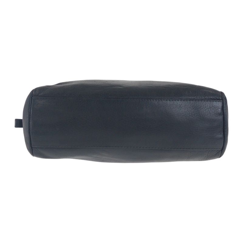 Prada Triangle Logo Plate Black Silver Hardware Leather Pouch Makeup Pouch