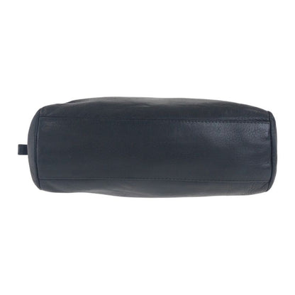 Prada Triangle Logo Plate Black Silver Hardware Leather Pouch Makeup Pouch