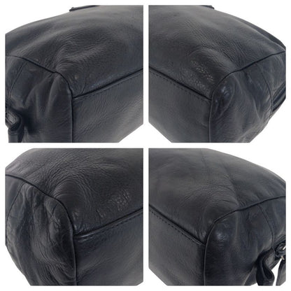 Prada Triangle Logo Plate Black Silver Hardware Leather Pouch Makeup Pouch