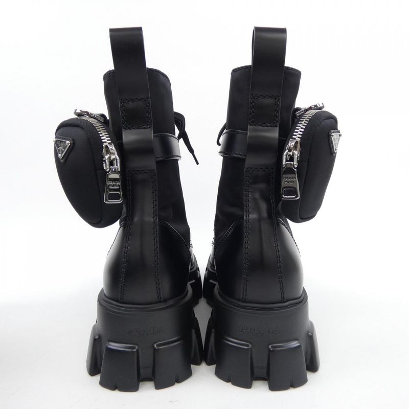 Prada 2ue007 Triangle Logo Boots with Monolithic Pouch
