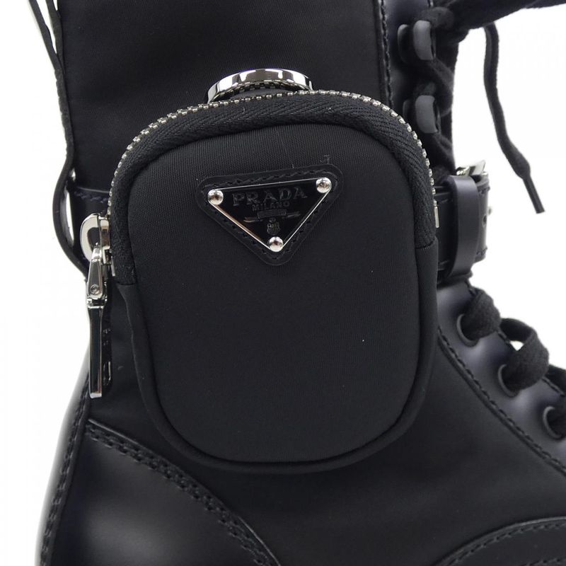 Prada 2ue007 Triangle Logo Boots with Monolithic Pouch