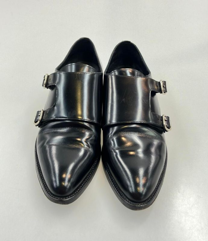 Saint Laurent Paris Double Monk Strap Leather Shoes Women's Size 37 1 2 (24.5cm