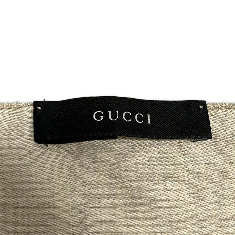 Gucci Shawl - Gray Beige and Ivory GG Pattern Wool Silk