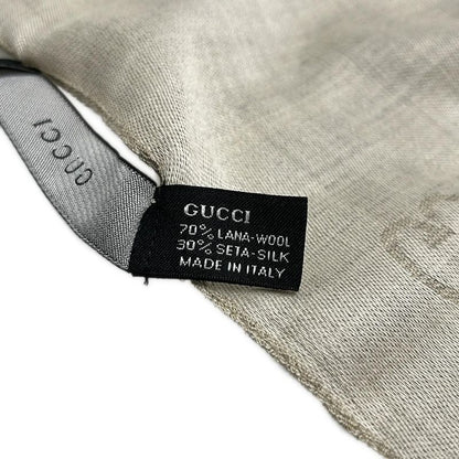 Gucci Shawl - Gray Beige and Ivory GG Pattern Wool Silk