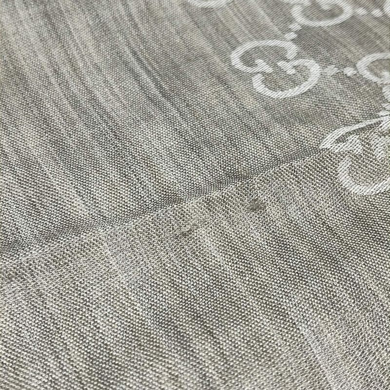 Gucci Shawl - Gray Beige and Ivory GG Pattern Wool Silk