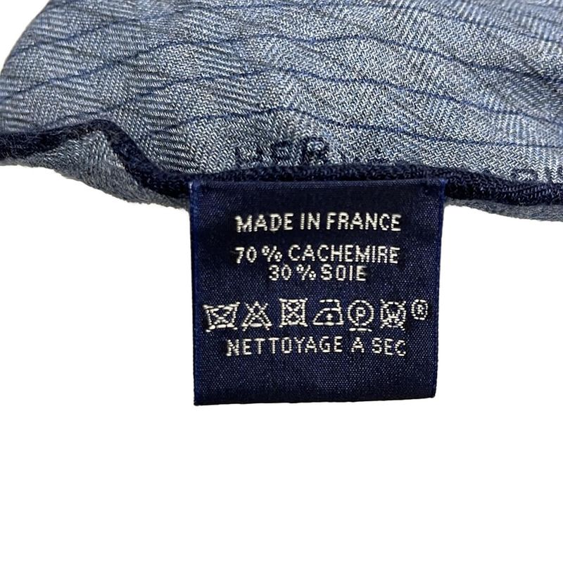 Hermes Shawl Rosange Navy Dark Navy and White Cashmere Silk