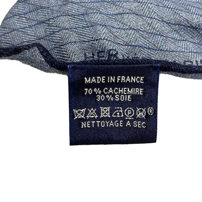 Hermes Shawl Rosange Navy Dark Navy and White Cashmere Silk