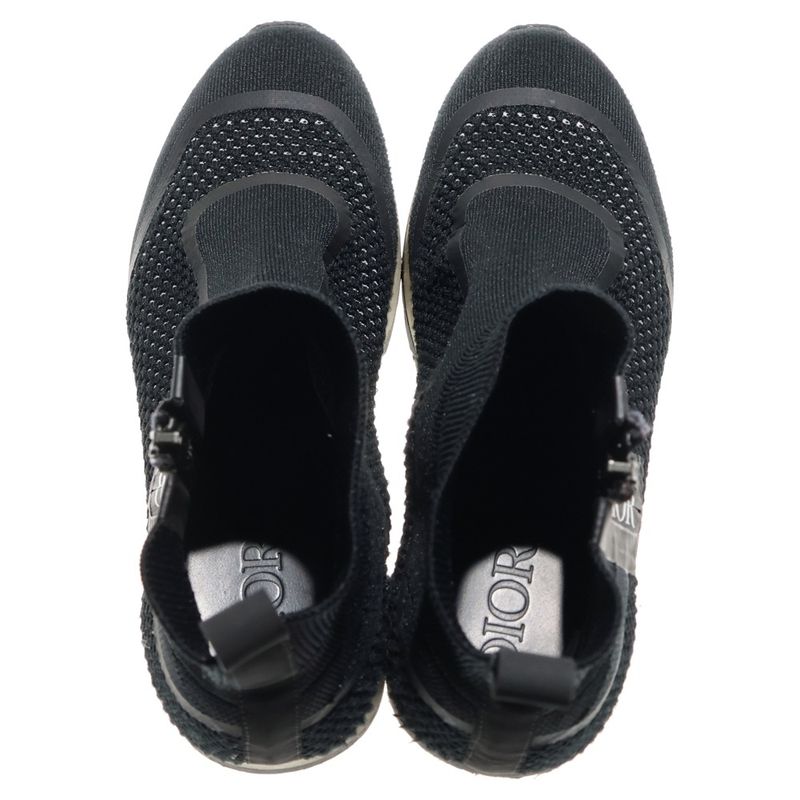 Dior Homme B25 Side Zip Logo Print High Cut Shoes Knit Socks Sneakers Black