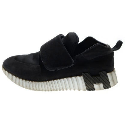 Hermes Bouncing H Logo Velcro Suede Leather Low Cut Shoes Sneakers Black Women