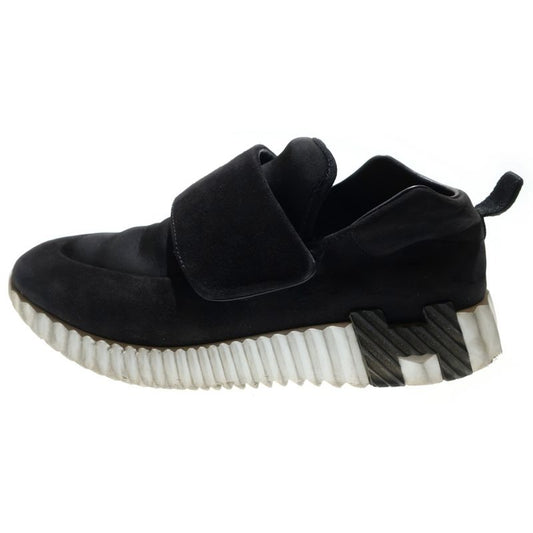 Hermes Bouncing H Logo Velcro Suede Leather Low Cut Shoes Sneakers Black Women