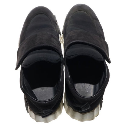 Hermes Bouncing H Logo Velcro Suede Leather Low Cut Shoes Sneakers Black Women