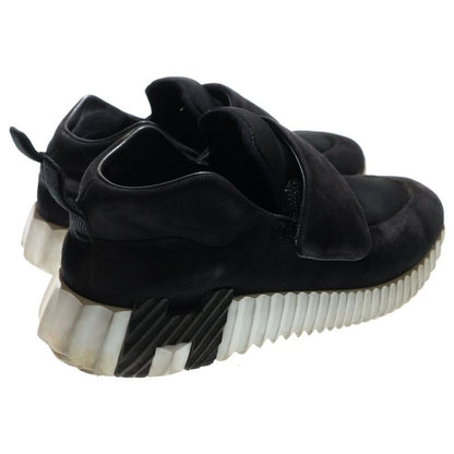 Hermes Bouncing H Logo Velcro Suede Leather Low Cut Shoes Sneakers Black Women