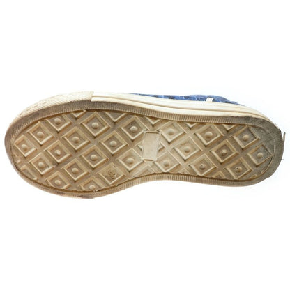 Dior Oblique Pattern Canvas Leather Lace Up High Cut Shoes Sneakers Navy Women