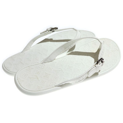 Louis Vuitton Monogram Leather Rubber Strap Flat Sandals Shoes White